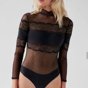 Thistle and Spire Black Lace Bodysuit